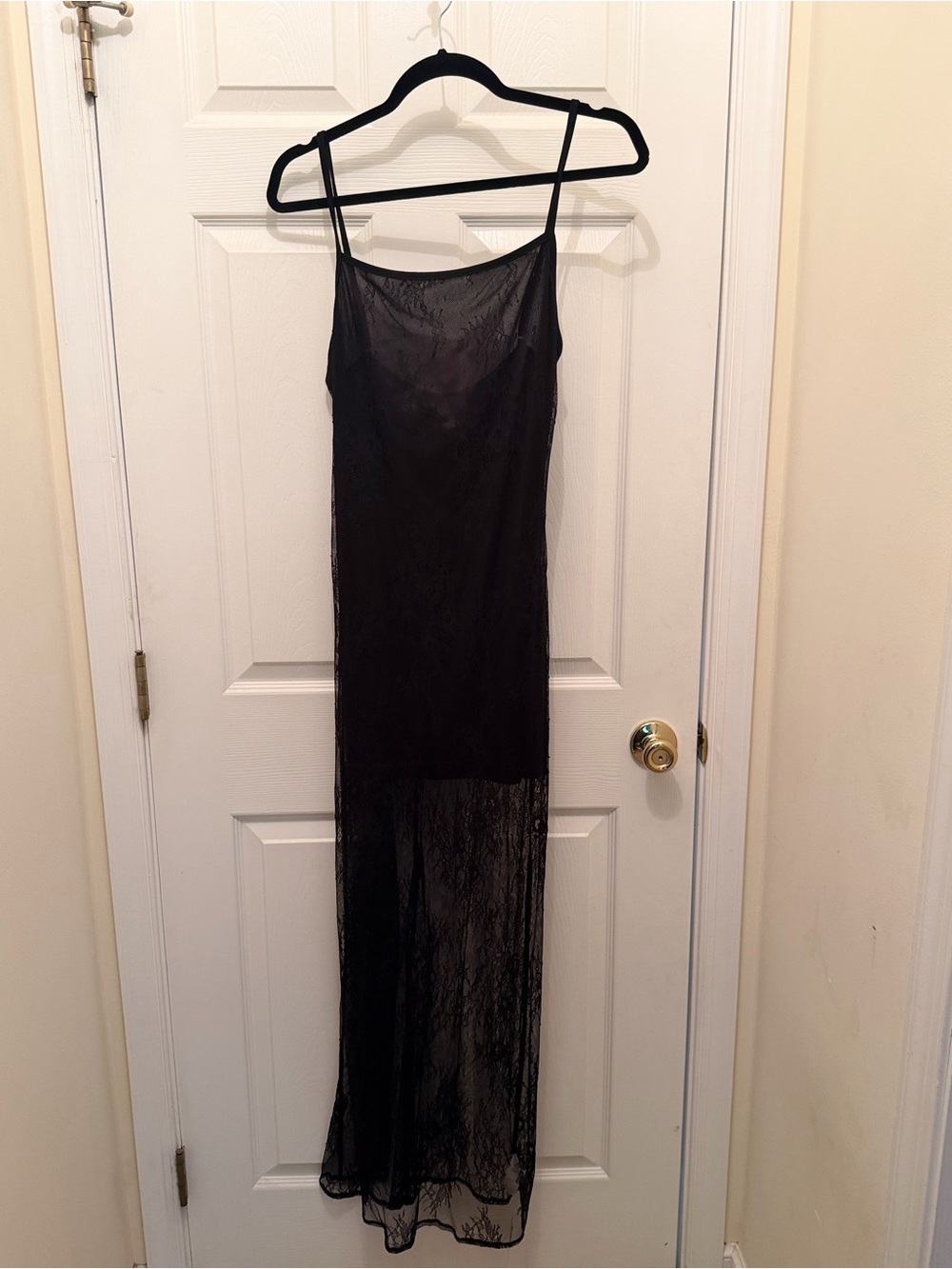 Cupshe Black Sheer Lace Maxi Slip Dress